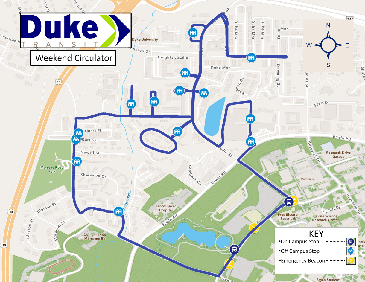 Duke LaSalle Loop Weekend Circulator Map